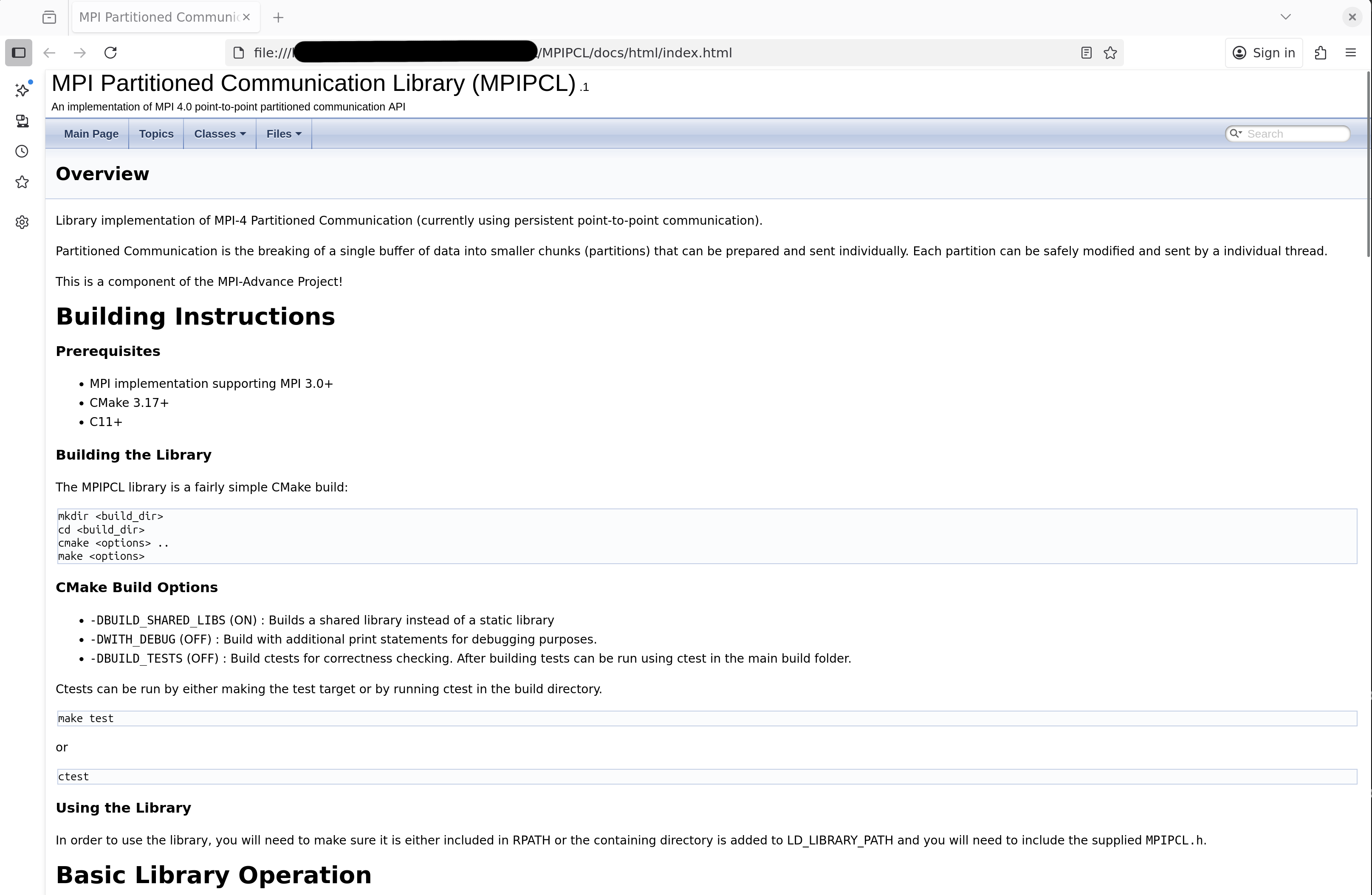 Image of MPIPCL repo doxygen page
