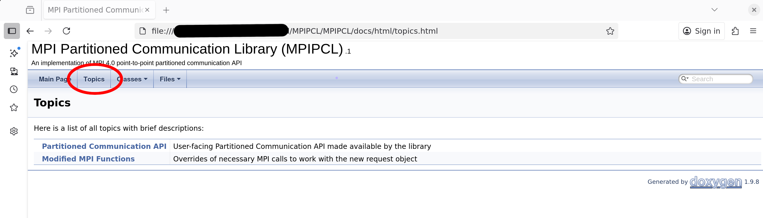 Image of MPIPCL Topics tab with groups