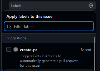 What adding the "create-pr" label looks like